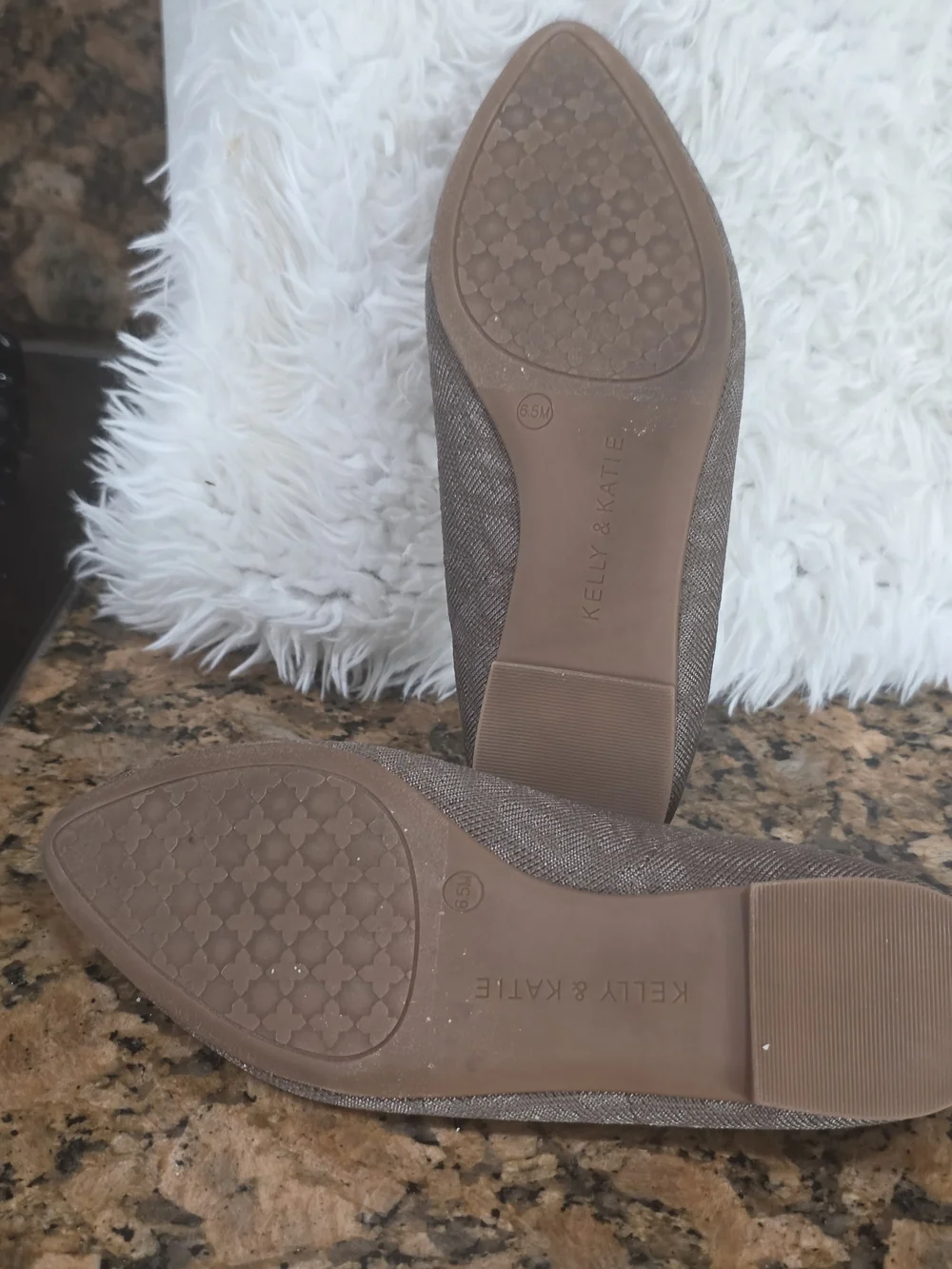 Kelly & Katie Taupe Knit Pointed-Toe Flats